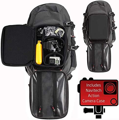 Раница за екшън камери Navitech и Сив калъф за съхранение с вградено нагрудным колан - Съвместим с професионална екшън-камера Ossian