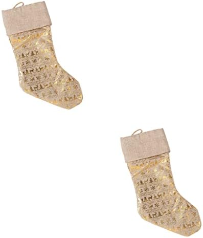 2 бр Коледен Чорап Висулка Коледен Отглеждане Подарък Пакет Вечерни Бонбони Чанта Чорап (Златен) Коледна Украса Подаръци