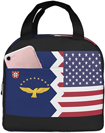SwpWab Флаг на САЩ и Азорских Острови за многократна употреба Портативен Пакет За Бэнто С Удебелени Изолация От Фолио,