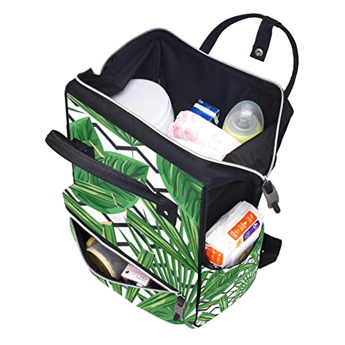 Чанти-Тоут за Памперси със Зелено Растение, Раница за Мумии, Чанта за Пелени с Голям Капацитет, Пътна Чанта за Грижа за Детето