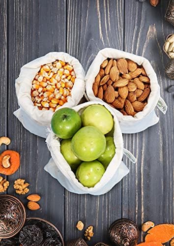 Множество Продуктова чанта от органичен памук AMOUR INFINI | Миещи Муслиновые чанти за съхранение на плодове и зеленчуци