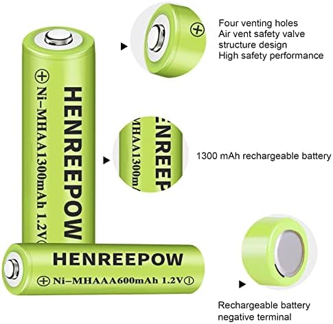 Акумулаторни батерии Henreepow Ni-MH AA AAA, голям капацитет 1,2 В, предварително заредени за озеленяване на градината, Външни