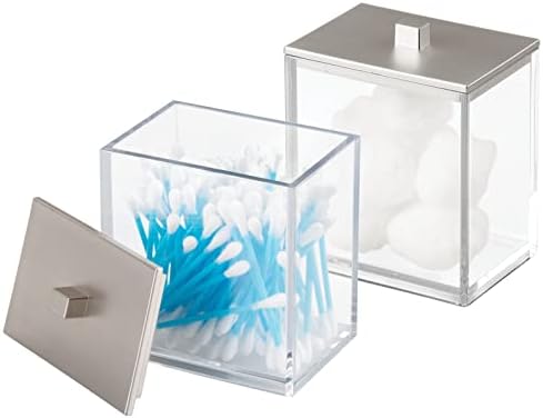 mDesign Пластмасова Правоъгълна Аптека кутия -Органайзер за декор на рафтовете на масата, в банята - с Капацитет Памук пръчици, сапуни, козметика, соли за вана - Колекци?