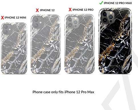 Калъф BURGA Cellular_Phone_CASE, съвместим с iPhone 12 Pro Max, Силикон, Сверхпрочный, монтиране, съвместим с безжична зареждане и амортизирующий, черен със златен оникс